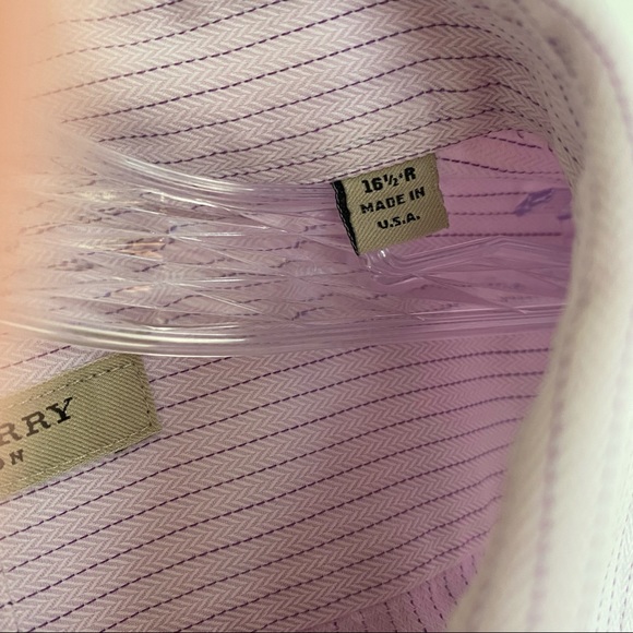 Burberry men’s long sleeve shirt SIZE 16-1/2 R light pink small stripe - Picture 8 of 10